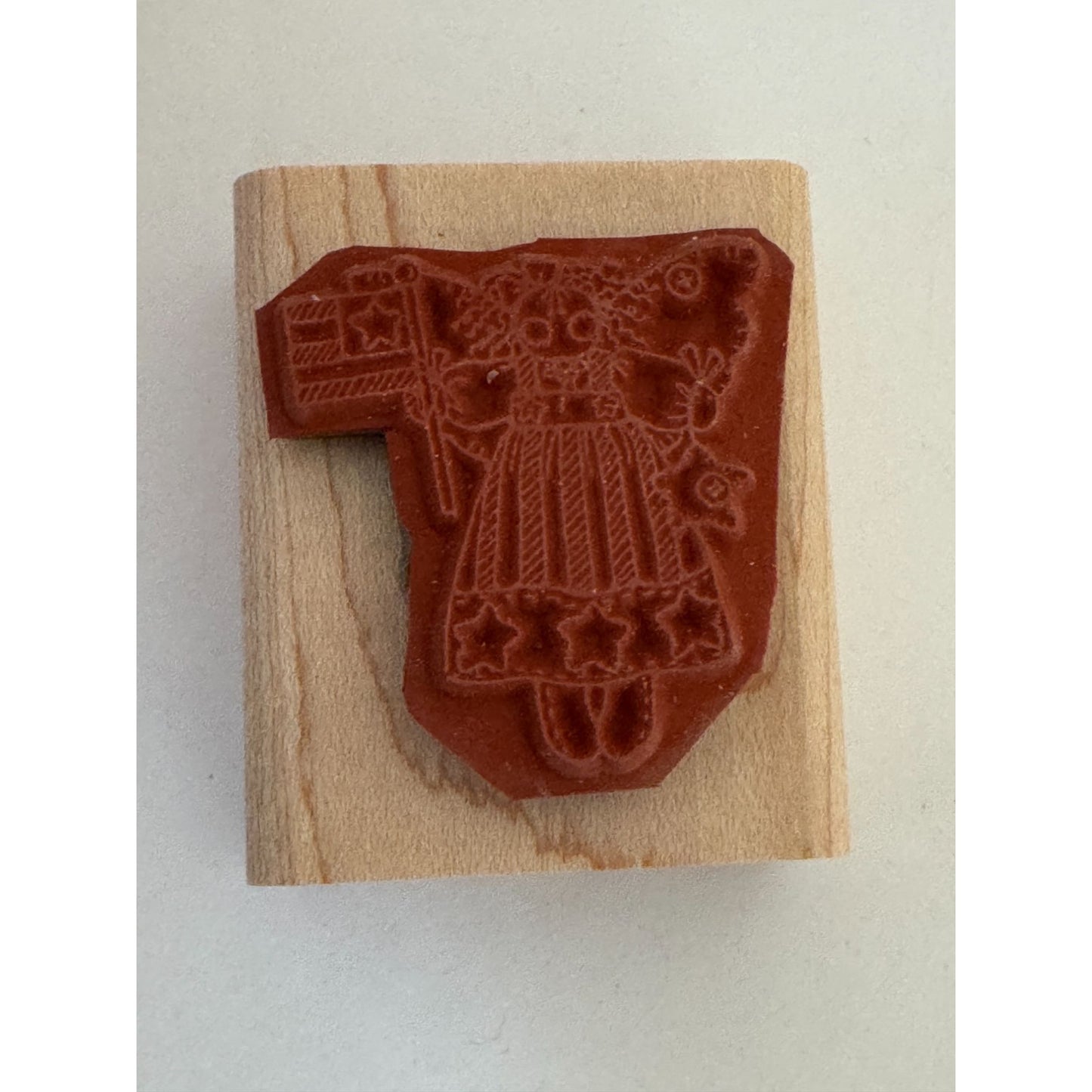 Stampin Up Rubber Stamp Patriotic Angel American Flag Star Dress Fourth of July