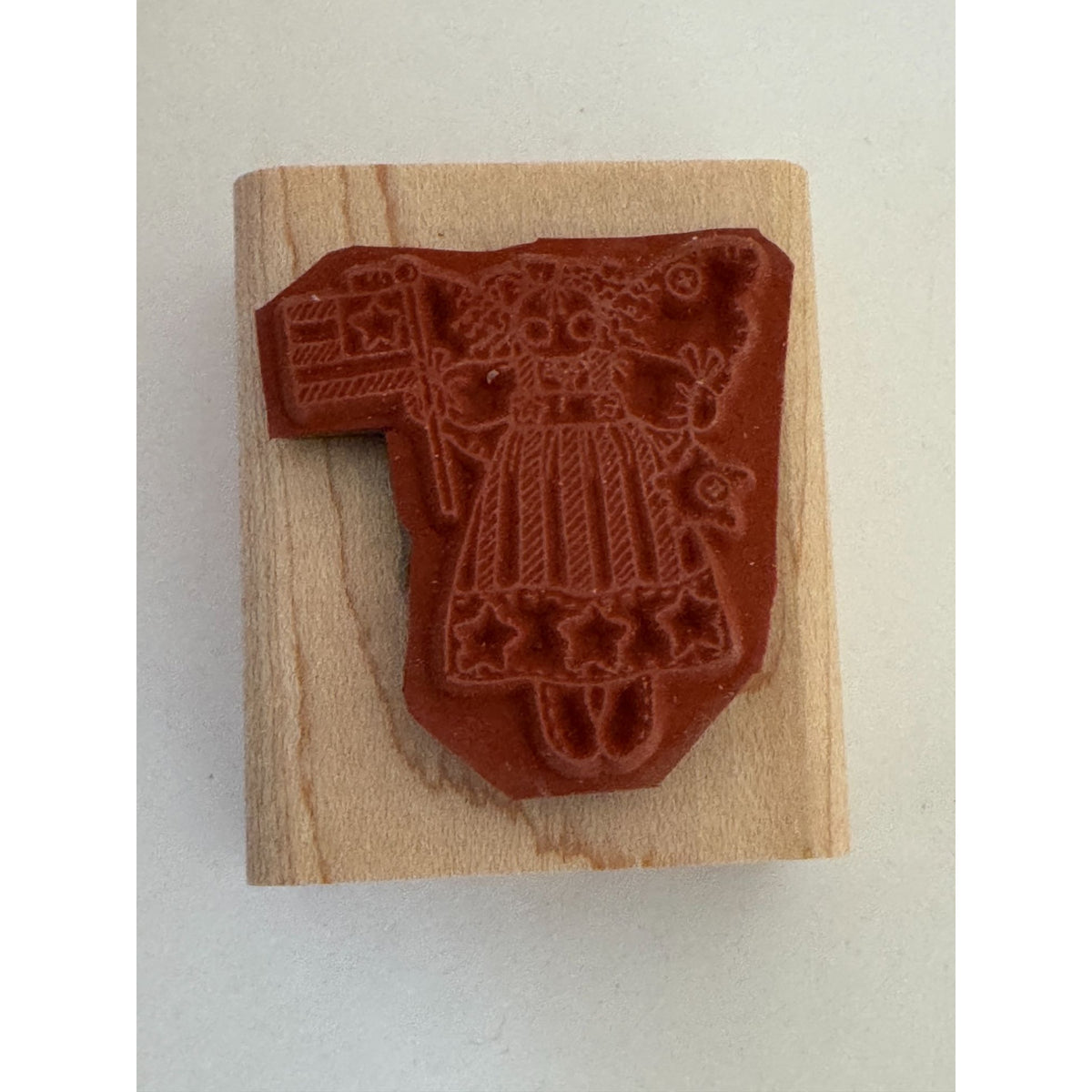 Stampin Up Rubber Stamp Patriotic Angel American Flag Star Dress Fourth of July