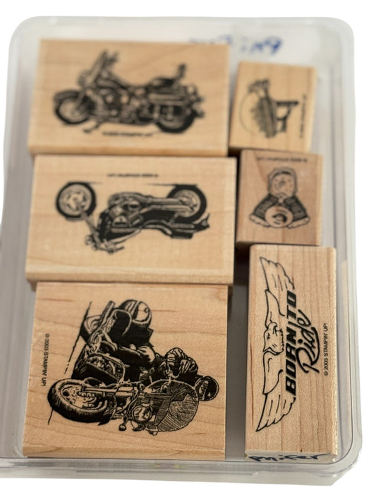 Stampin Up Rubber Stamp Born To Ride Motorcycle Helmet Fathers Day Card Making 6