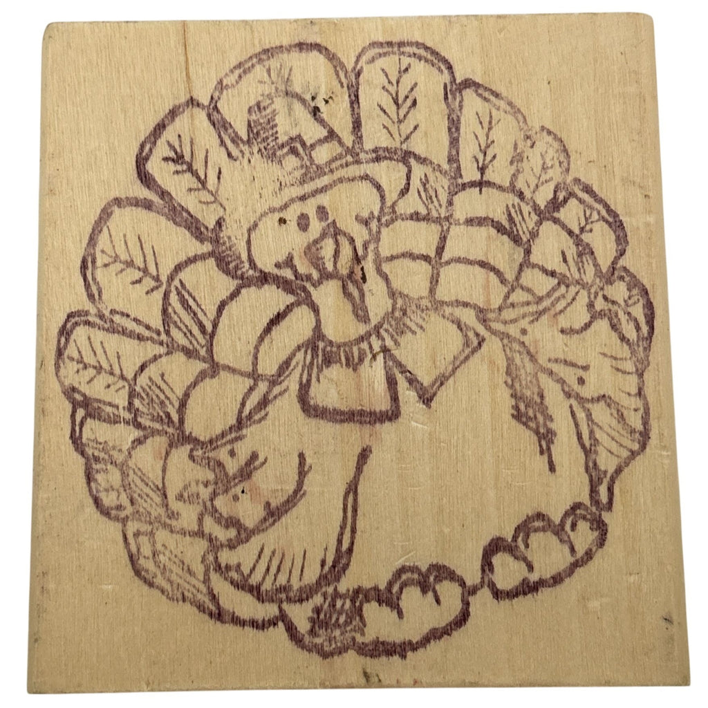 RubberNecker Rubber Stamp Thanksgiving Turkey Pilgrim Fall Harvest Card Making Wood Mounted