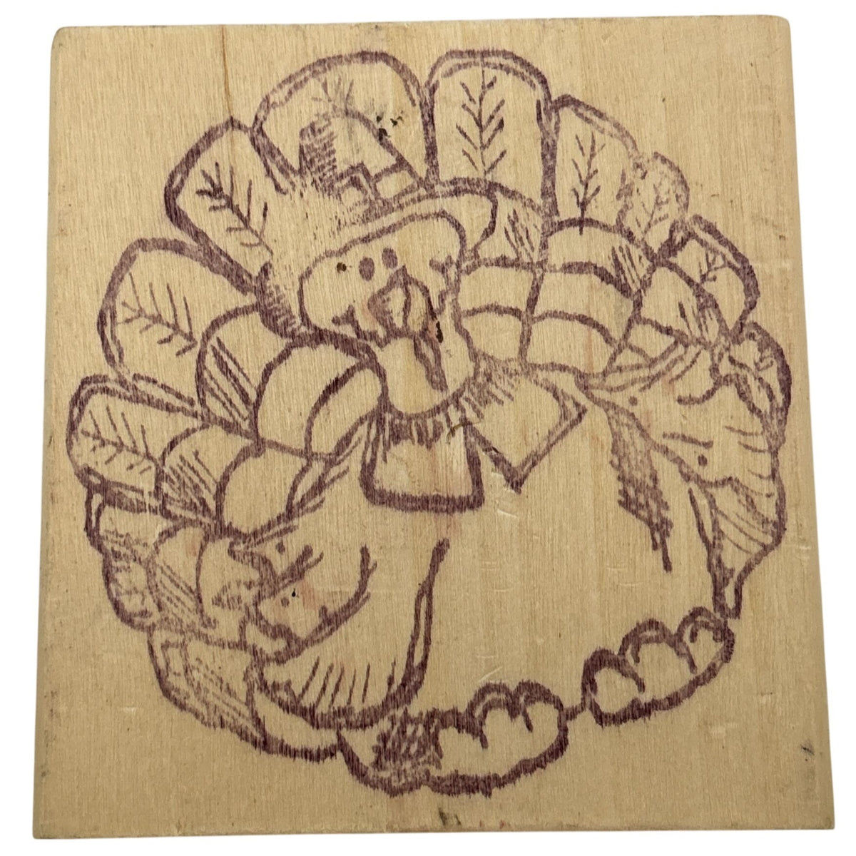 RubberNecker Rubber Stamp Thanksgiving Turkey Pilgrim Fall Harvest Card Making Wood Mounted