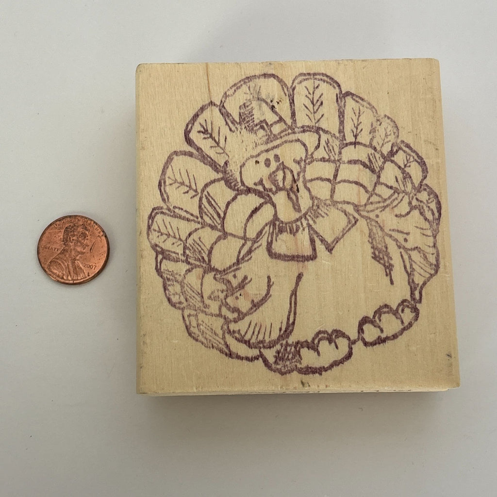 RubberNecker Rubber Stamp Thanksgiving Turkey Pilgrim Fall Harvest Card Making Wood Mounted