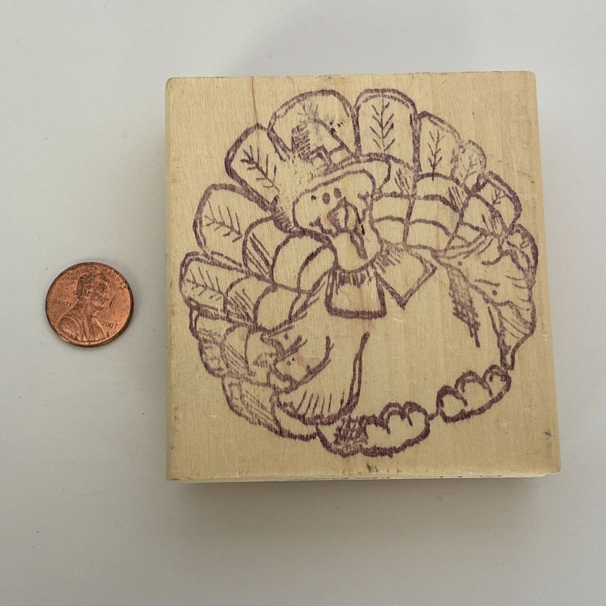 RubberNecker Rubber Stamp Thanksgiving Turkey Pilgrim Fall Harvest Card Making Wood Mounted