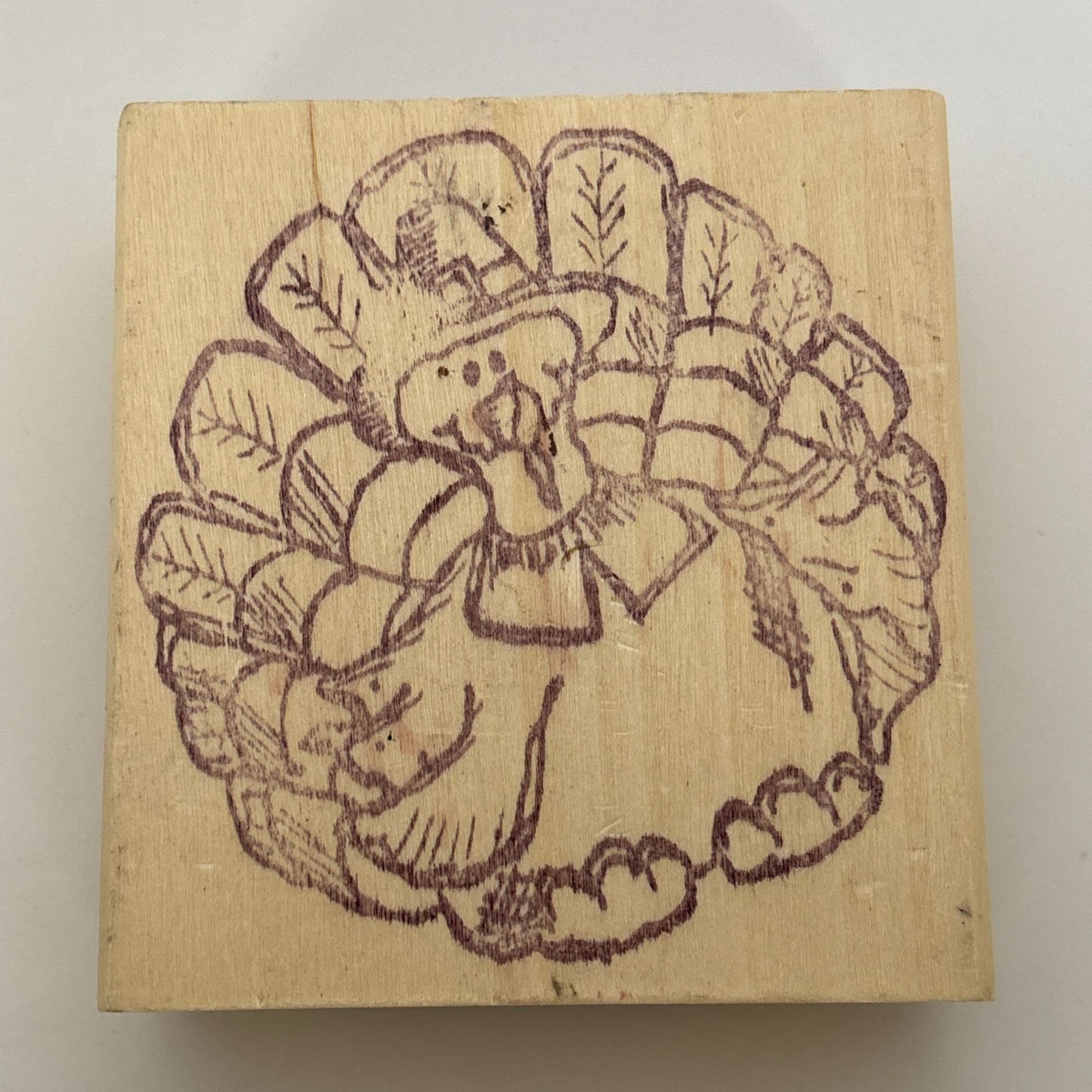 RubberNecker Rubber Stamp Thanksgiving Turkey Pilgrim Fall Harvest Card Making Wood Mounted