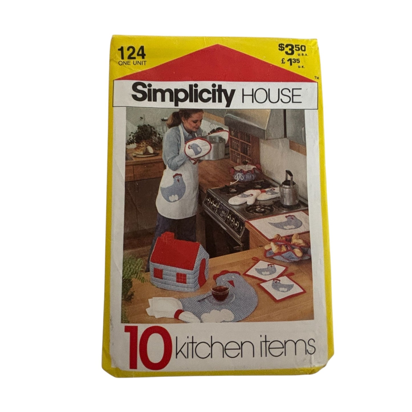 Simplicity House Sewing Pattern 124 Chicken Kitchen Apron Mitts Placemats Napkin