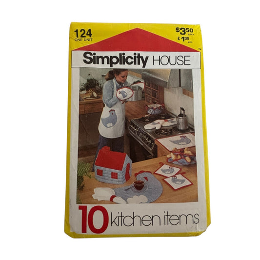 Simplicity House Sewing Pattern 124 Chicken Kitchen Apron Mitts Placemats Napkin