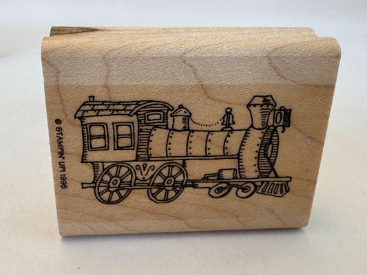 Stampin Up Rubber Stamp Set Mini Trains Railroad Coal Car Caboose Train Engine