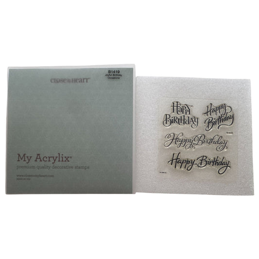 CTMH My Acrylix Acrylic Stamp Set Joyful Birthday Happy Sentiments Card Making