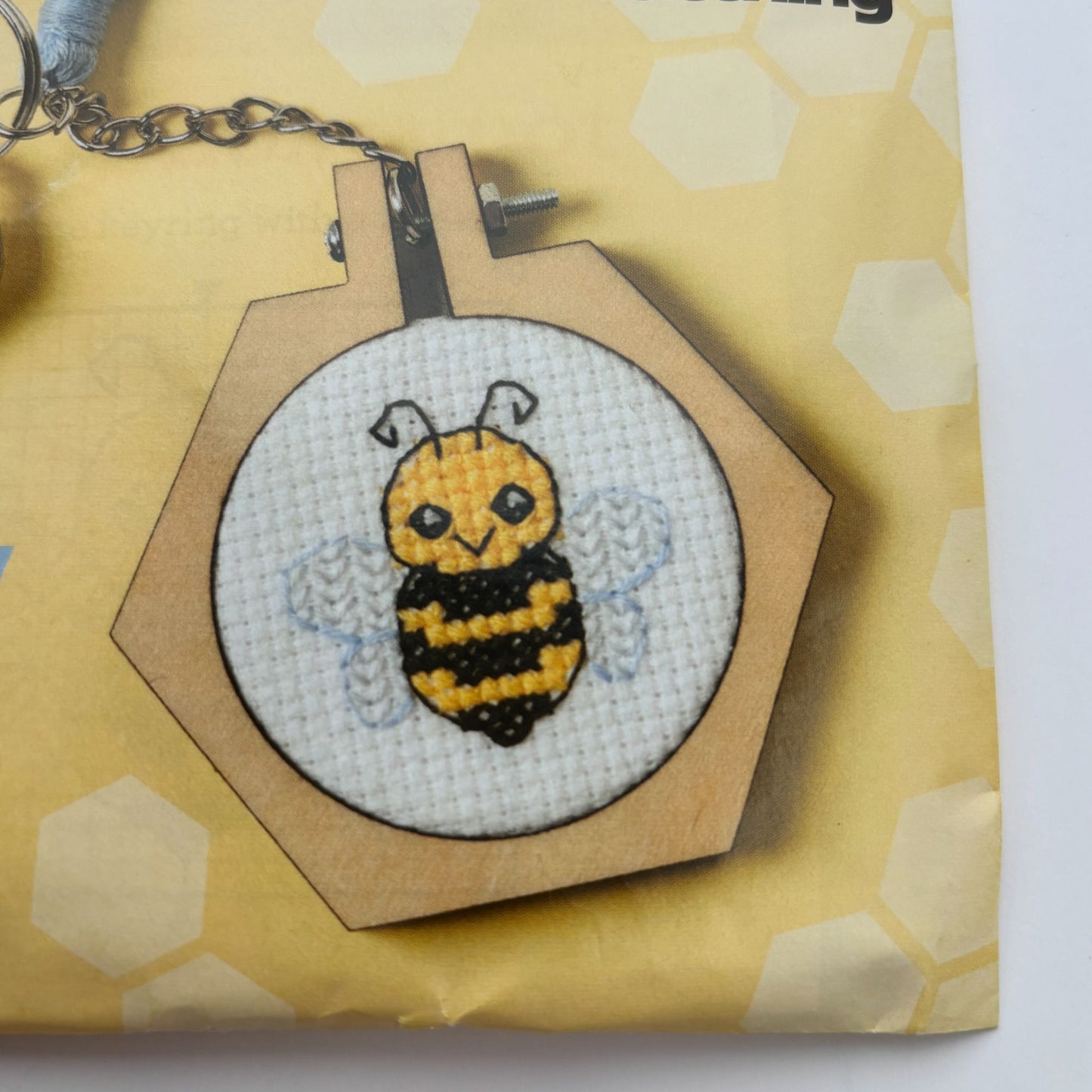 The World of Cross Stitching Keyring Cross Stitch Kit Buzzy Bee Beginner Easy Project Fast