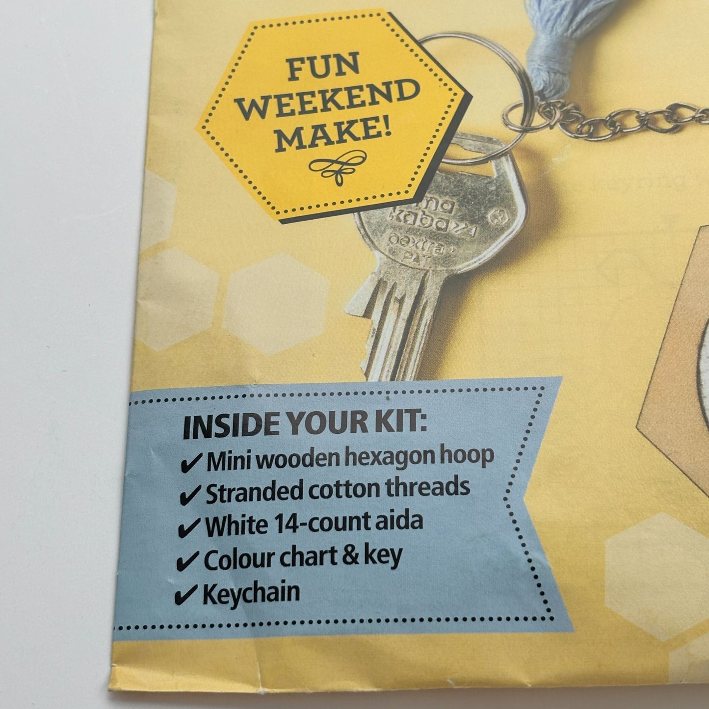 The World of Cross Stitching Keyring Cross Stitch Kit Buzzy Bee Beginner Easy Project Fast