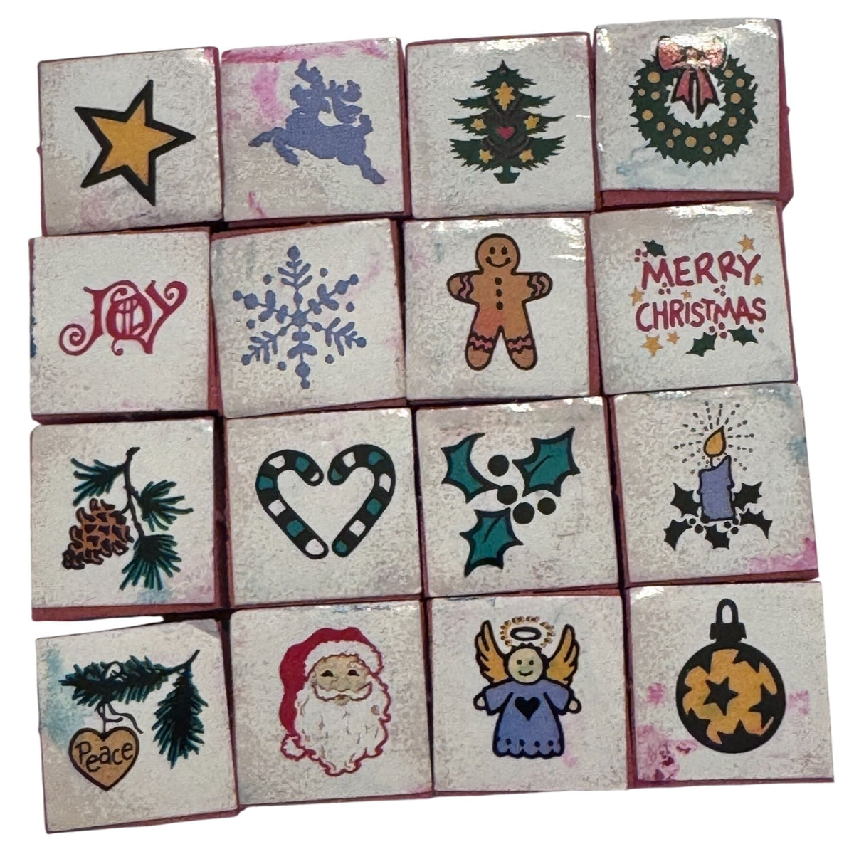 PSX Teeny Weeny Rubber Stamps Set Christmas Vintage Mini Gingerbread Man Wreath Gift Tag