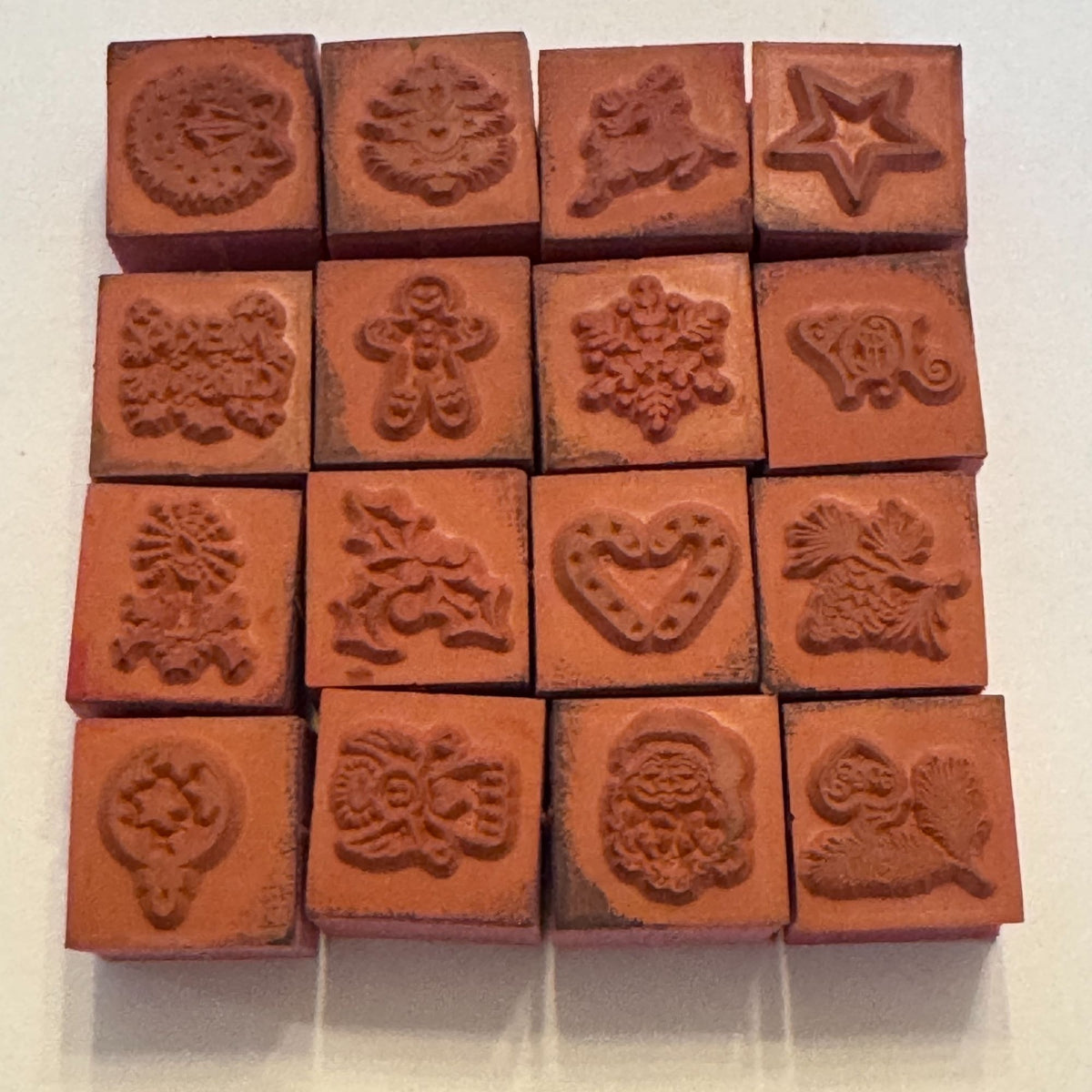PSX Teeny Weeny Rubber Stamps Set Christmas Vintage Mini Gingerbread Man Wreath Gift Tag
