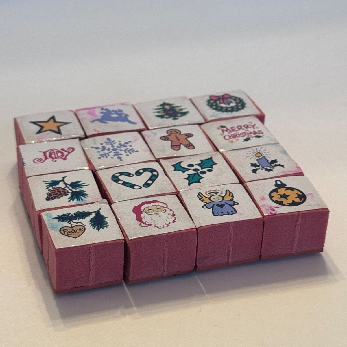 PSX Teeny Weeny Rubber Stamps Set Christmas Vintage Mini Gingerbread Man Wreath Gift Tag