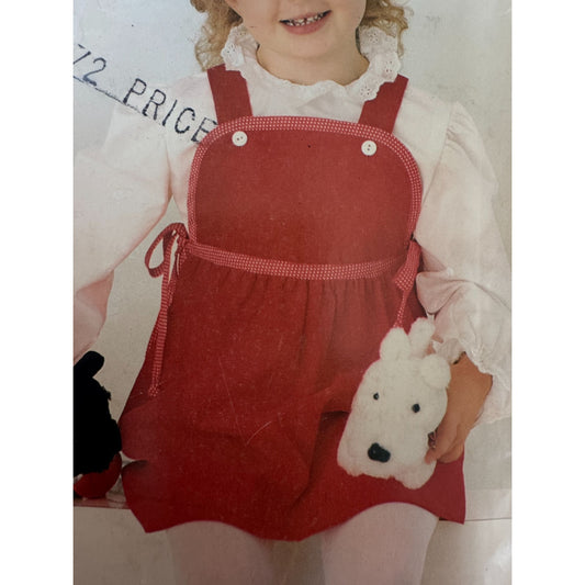 80s Girls Jumper Dress Sewing Pattern Butterick 5531 Vintage Pinafore Blouse Set 3-6X Uncut