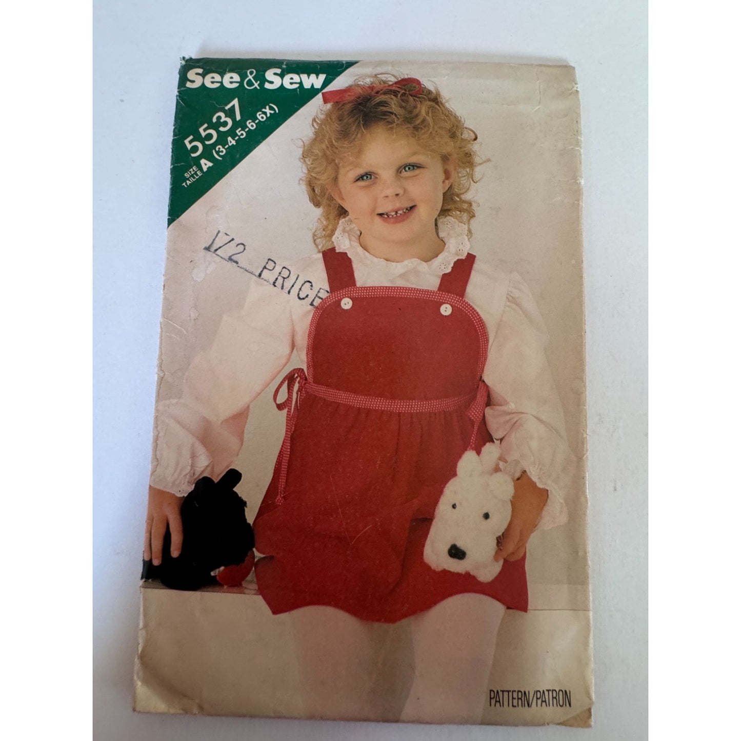 80s Girls Jumper Dress Sewing Pattern Butterick 5531 Vintage Pinafore Blouse Set 3-6X Uncut