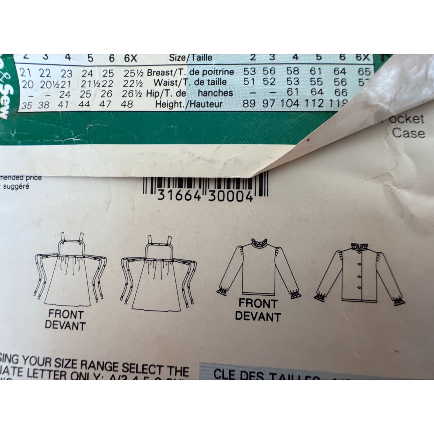 80s Girls Jumper Dress Sewing Pattern Butterick 5531 Vintage Pinafore Blouse Set 3-6X Uncut