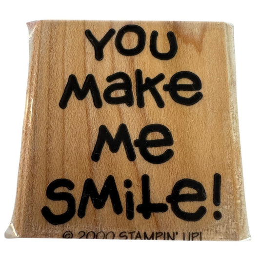 Stampin Up Rubber Stamp You Make Me Smile Friend Card Making Words Wood Mounted