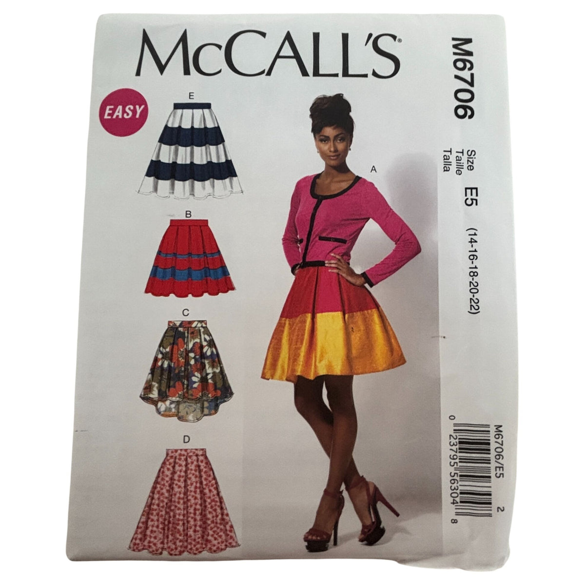 McCalls Sewing Pattern M6706 Skirts Petticoat Retro Feminine Skirt Easy 14-22 UC