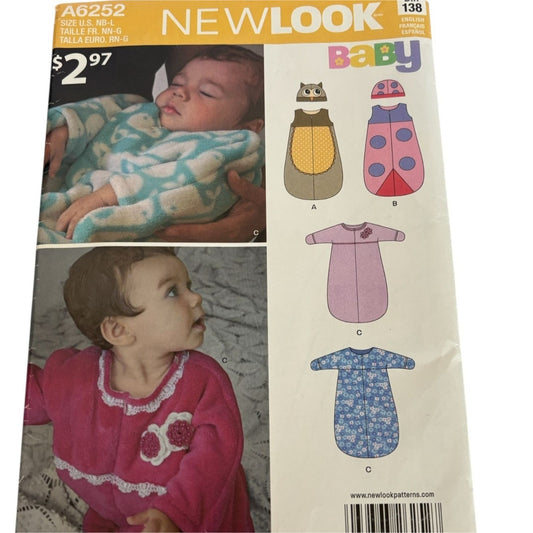 Simplicity Sewing Pattern A6252 Baby Sleep Sacks Wearable Blanket Owl Costumes
