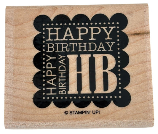 Stampin Up Rubber Stamp Happy Birthday Card Making Words Sentiment Wood Mounted