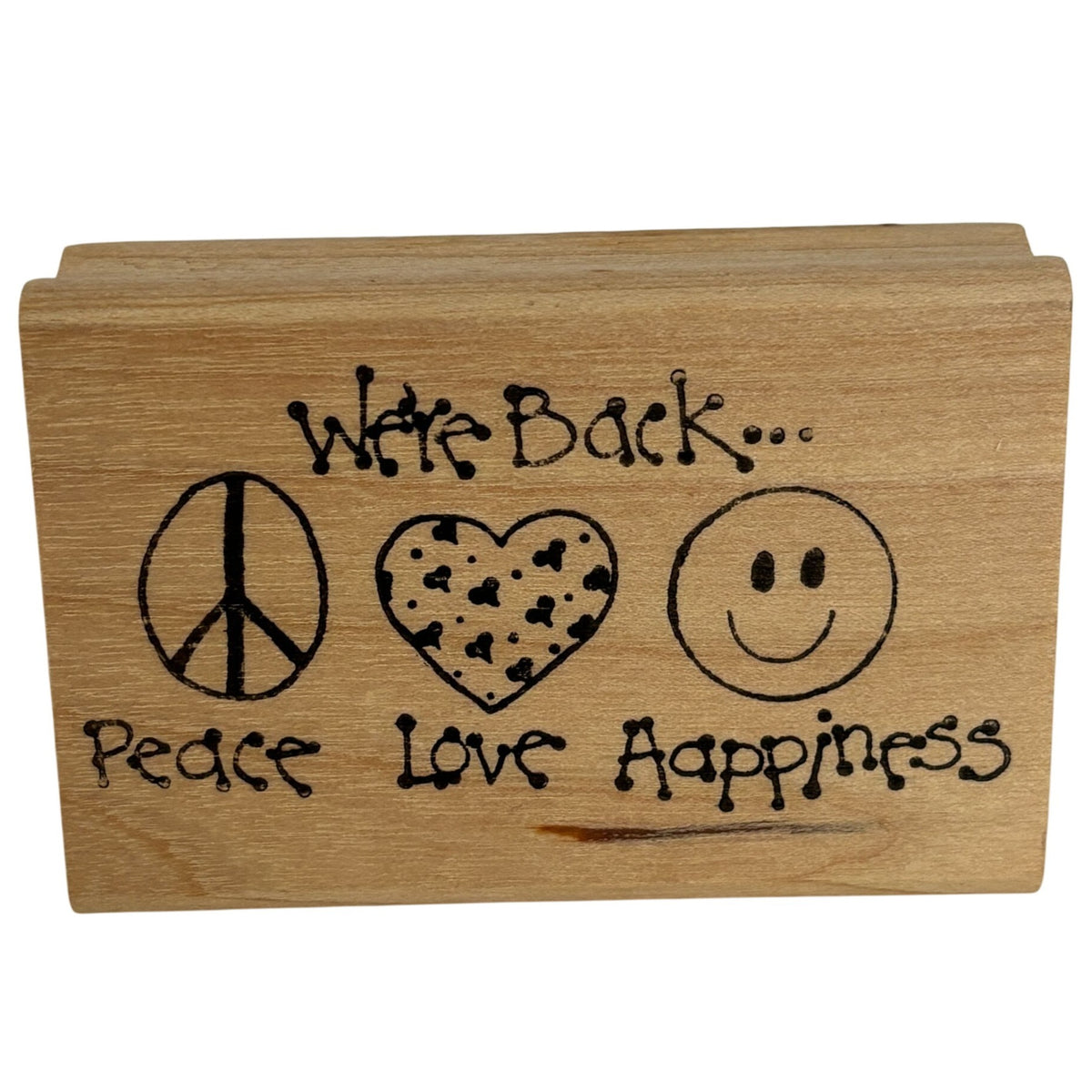 Peace Love Happiness Rubber Stamp We Are Back Hippies Retro Symbols Cardmaking