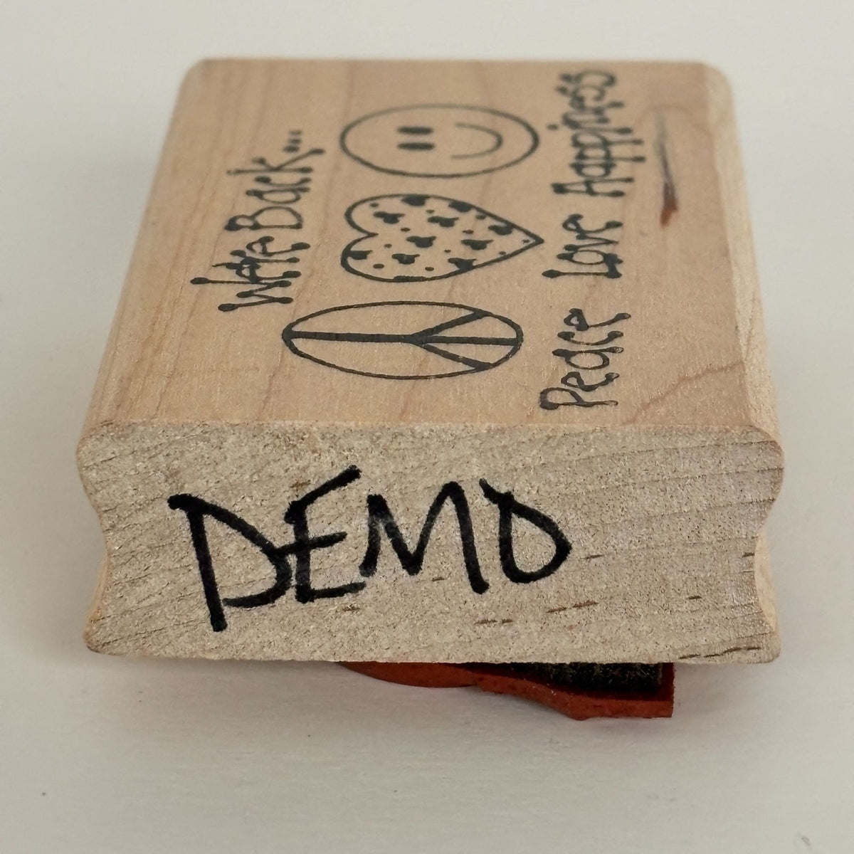 Peace Love Happiness Rubber Stamp We Are Back Hippies Retro Symbols Cardmaking