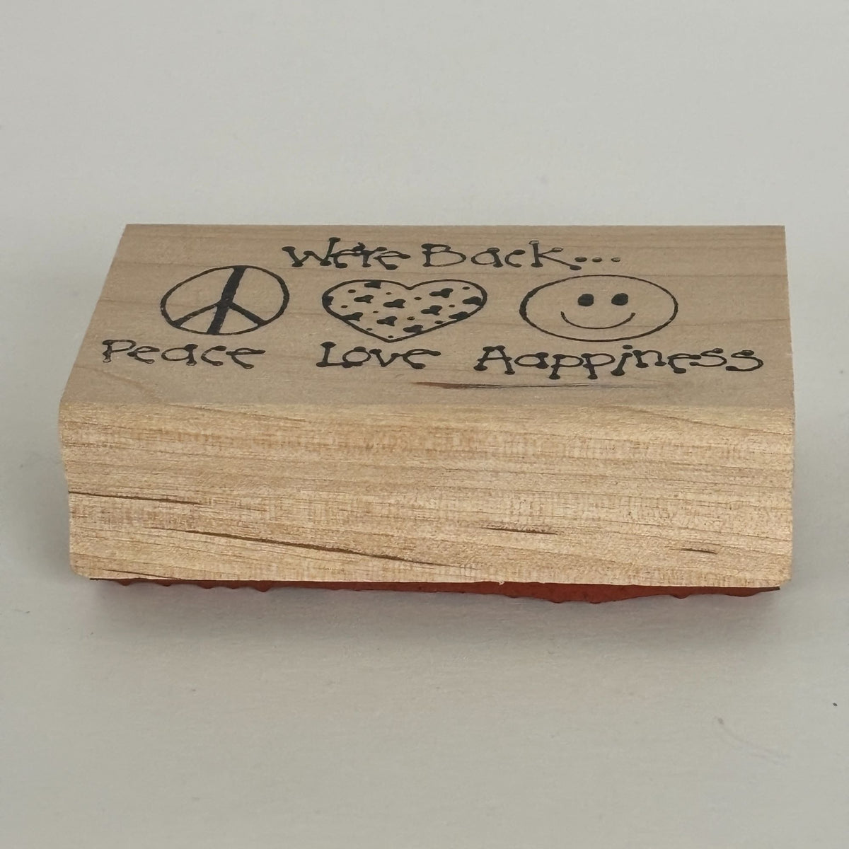 Peace Love Happiness Rubber Stamp We Are Back Hippies Retro Symbols Cardmaking
