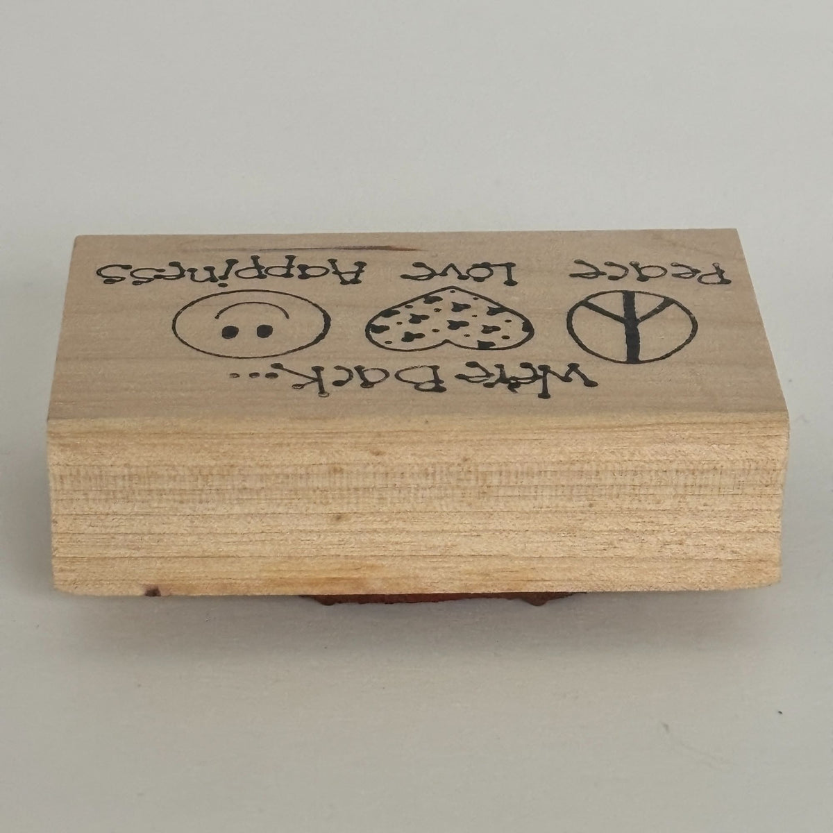 Peace Love Happiness Rubber Stamp We Are Back Hippies Retro Symbols Cardmaking