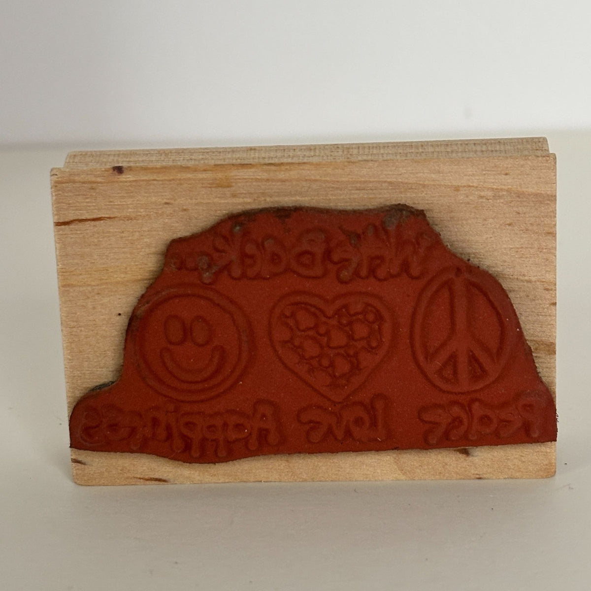Peace Love Happiness Rubber Stamp We Are Back Hippies Retro Symbols Cardmaking