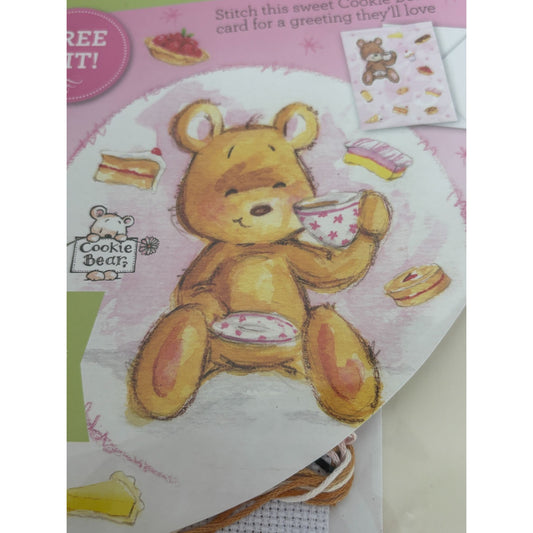 The World of Cross Stitching Cookie Bear Cross Stitch Card Kit Teatime Treats
