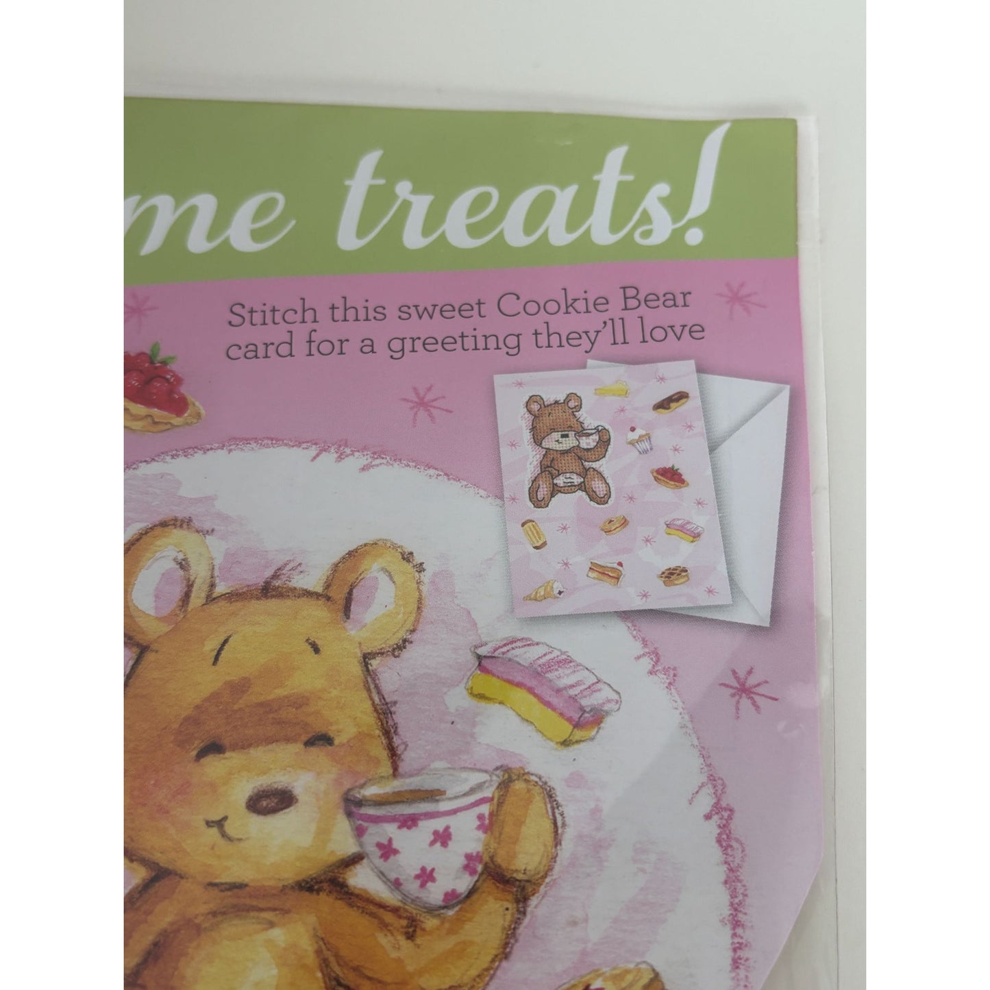 The World of Cross Stitching Cookie Bear Cross Stitch Card Kit Teatime Treats