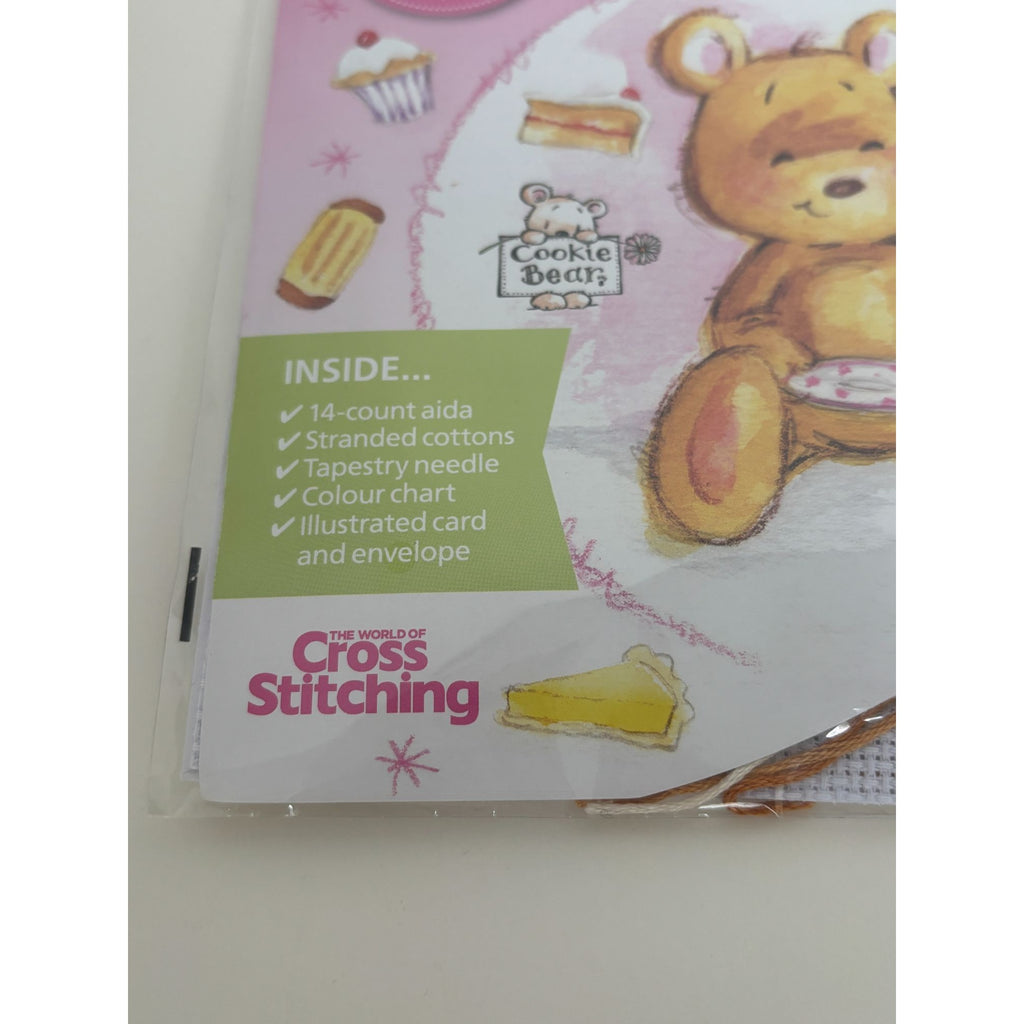 The World of Cross Stitching Cookie Bear Cross Stitch Card Kit Teatime Treats