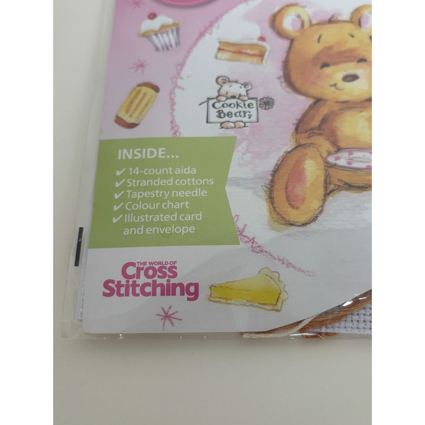 The World of Cross Stitching Cookie Bear Cross Stitch Card Kit Teatime Treats