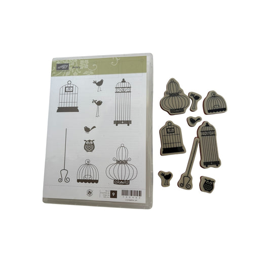 Stampin Up Clear Mount Rubber Stamp Set Aviary Birdcages Birds Owl Card Making 9