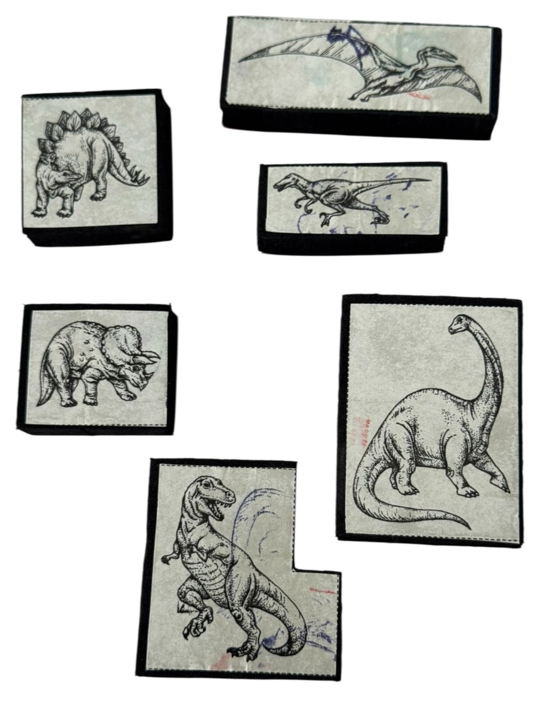 Dinosaur Foam Rubber Stamp Set Triceratops Stegosaurus Kids Birthday Card Making