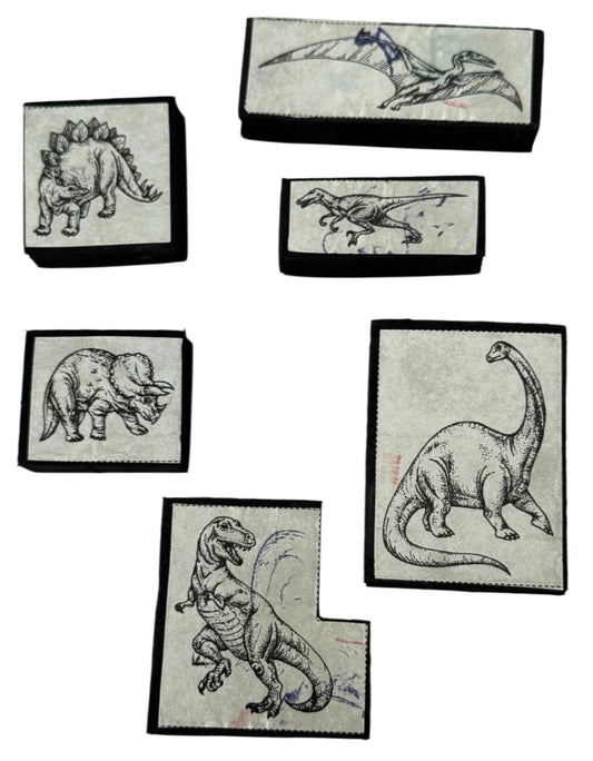 Dinosaur Foam Rubber Stamp Set Triceratops Stegosaurus Kids Birthday Card Making