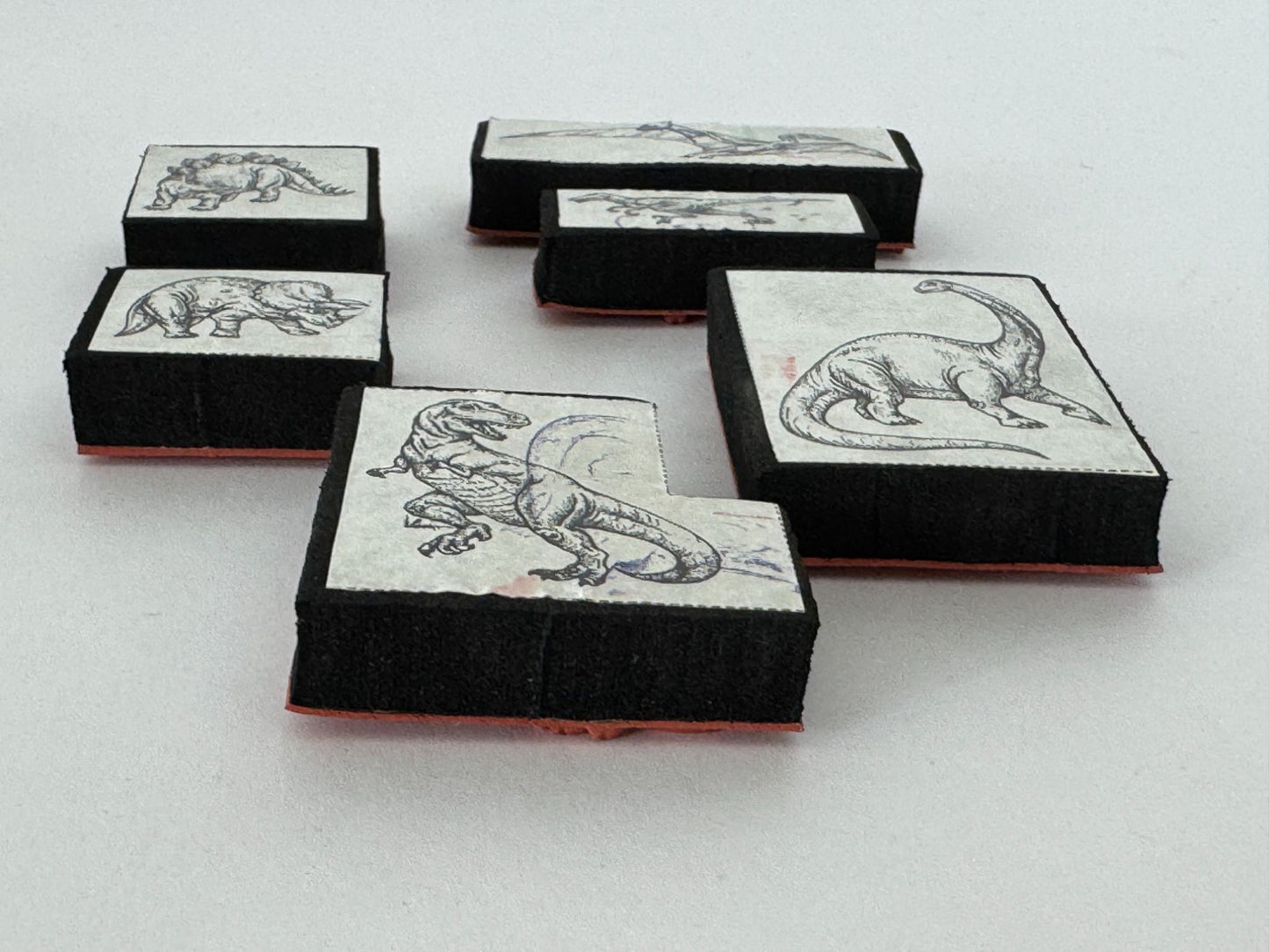 Dinosaur Foam Rubber Stamp Set Triceratops Stegosaurus Kids Birthday Card Making