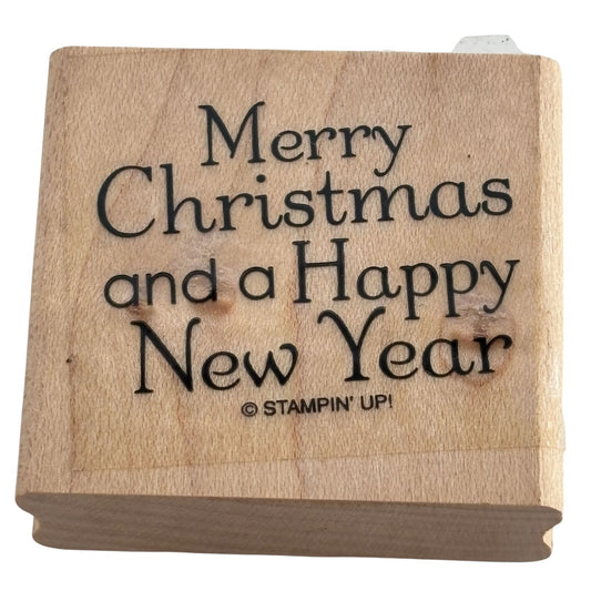 Stampin Up Rubber Stamp Merry Christmas and Happy New Year Card Making Words