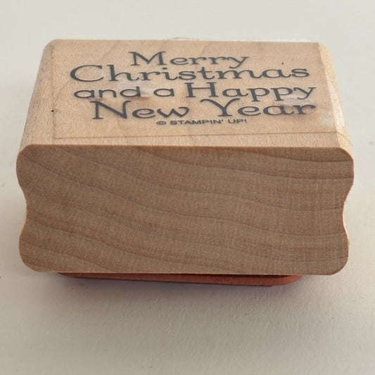 Stampin Up Rubber Stamp Merry Christmas and Happy New Year Card Making Words
