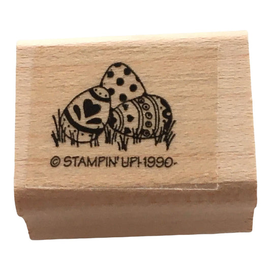 Stampin Up Easter Egg Hunt Rubber Stamp Decorated Eggs Card Making Spring Craft Small Tiny