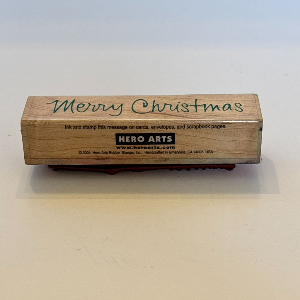 Hero Arts Rubber Stamp Merry Christmas Card Making Handwritten Holiday Sentiment Words Wood Mounted
