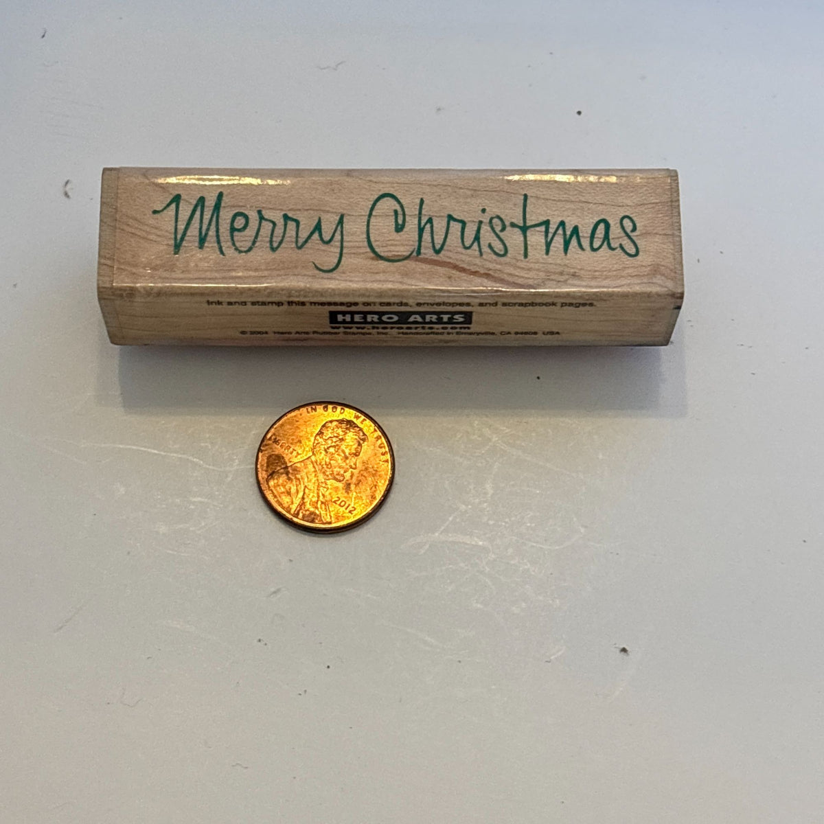 Hero Arts Rubber Stamp Merry Christmas Card Making Handwritten Holiday Sentiment Words Wood Mounted