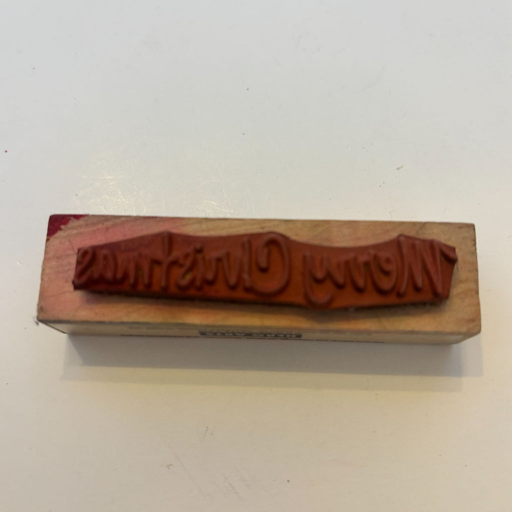 Hero Arts Rubber Stamp Merry Christmas Card Making Handwritten Holiday Sentiment Words Wood Mounted