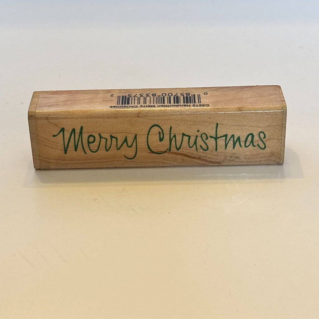 Hero Arts Rubber Stamp Merry Christmas Card Making Handwritten Holiday Sentiment Words Wood Mounted