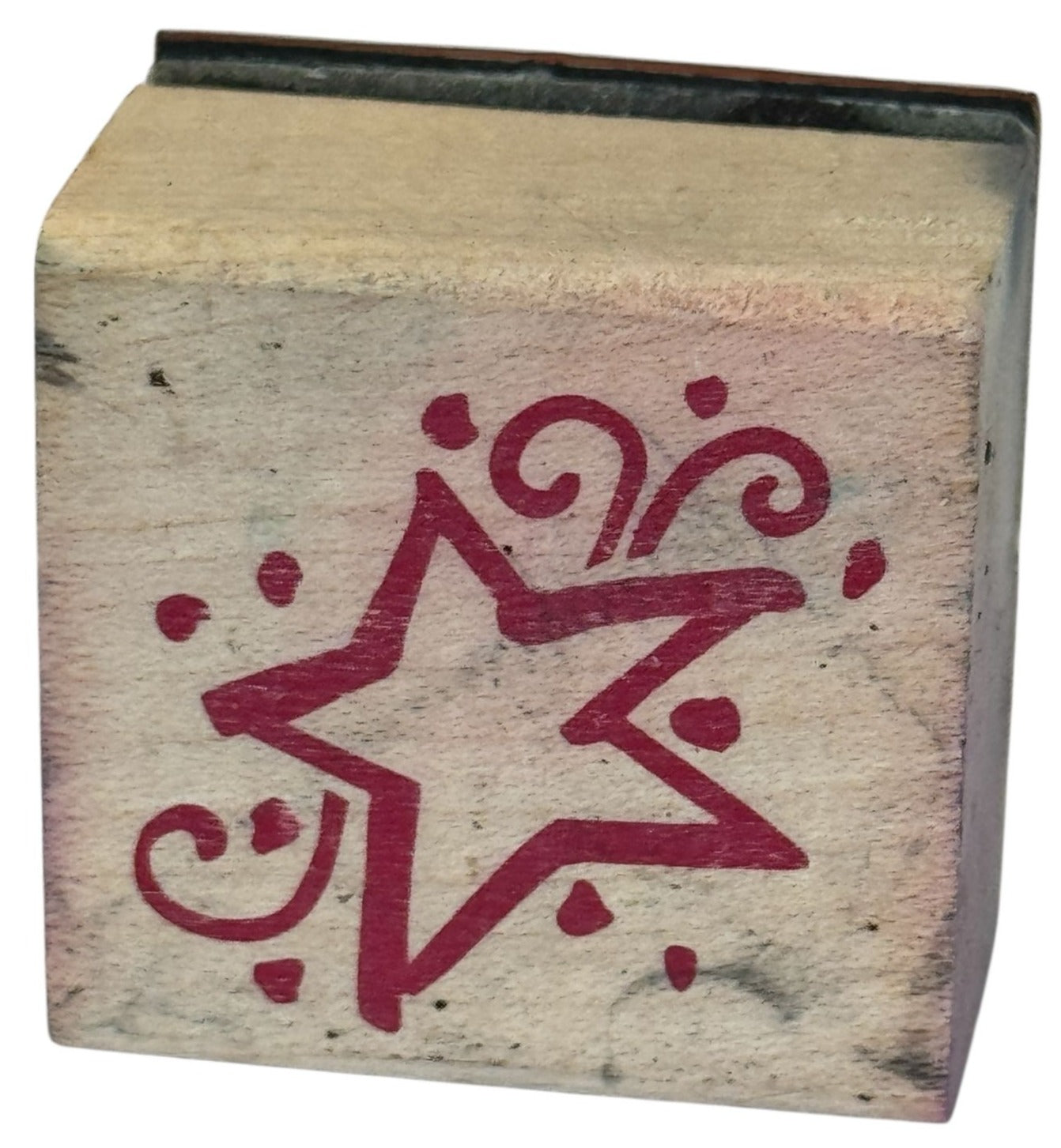 Star Rubber Stamp Celebration Confetti Swirls Card Making Craft Wood Mounted