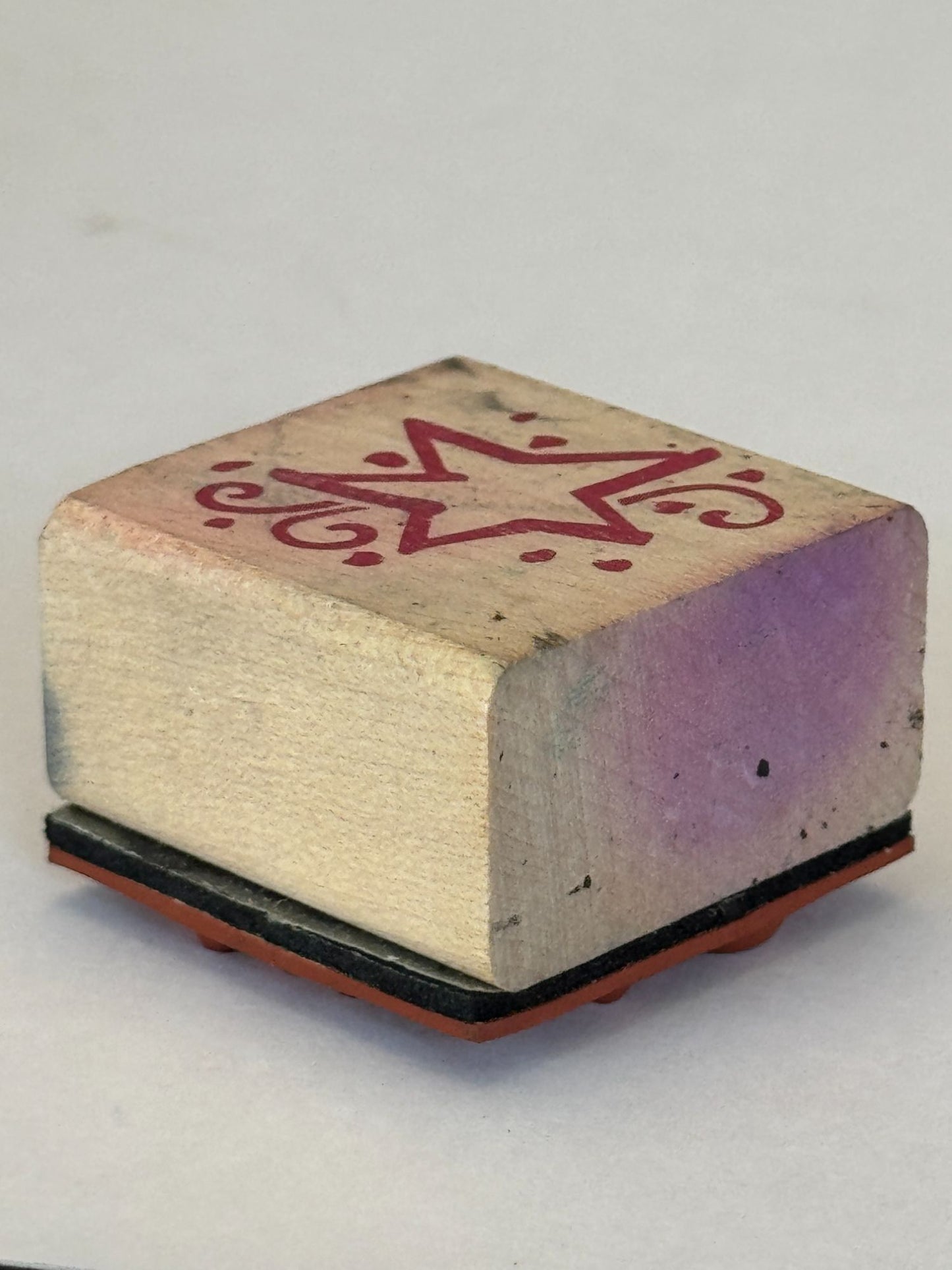 Star Rubber Stamp Celebration Confetti Swirls Card Making Craft Wood Mounted