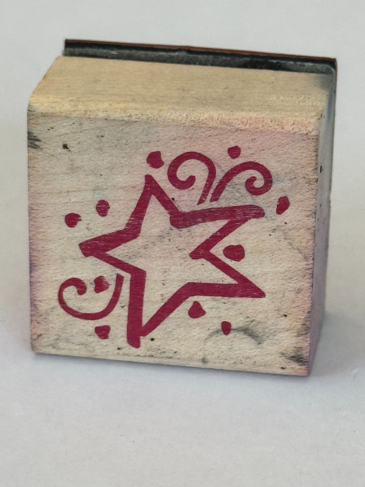 Star Rubber Stamp Celebration Confetti Swirls Card Making Craft Wood Mounted