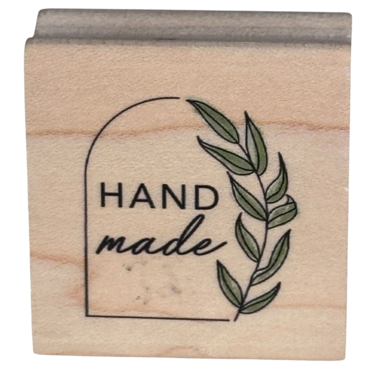 Stampabilities Rubber Stamp Hand Made Botanical Label Leaf Design Packaging Craft Branding Wood Mounted