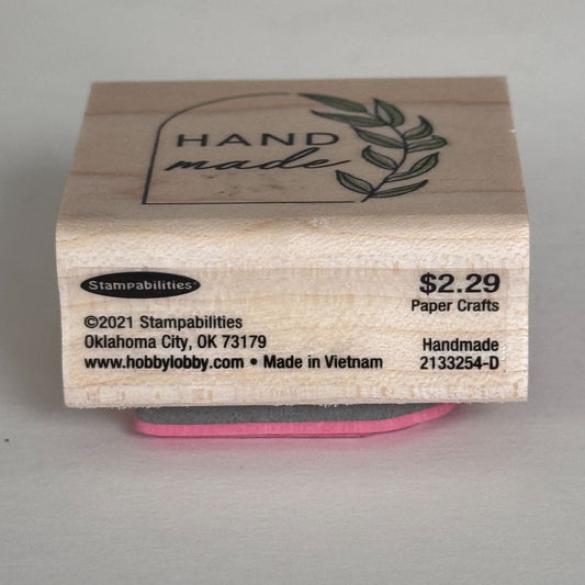 Stampabilities Rubber Stamp Hand Made Botanical Label Leaf Design Packaging Craft Branding Wood Mounted