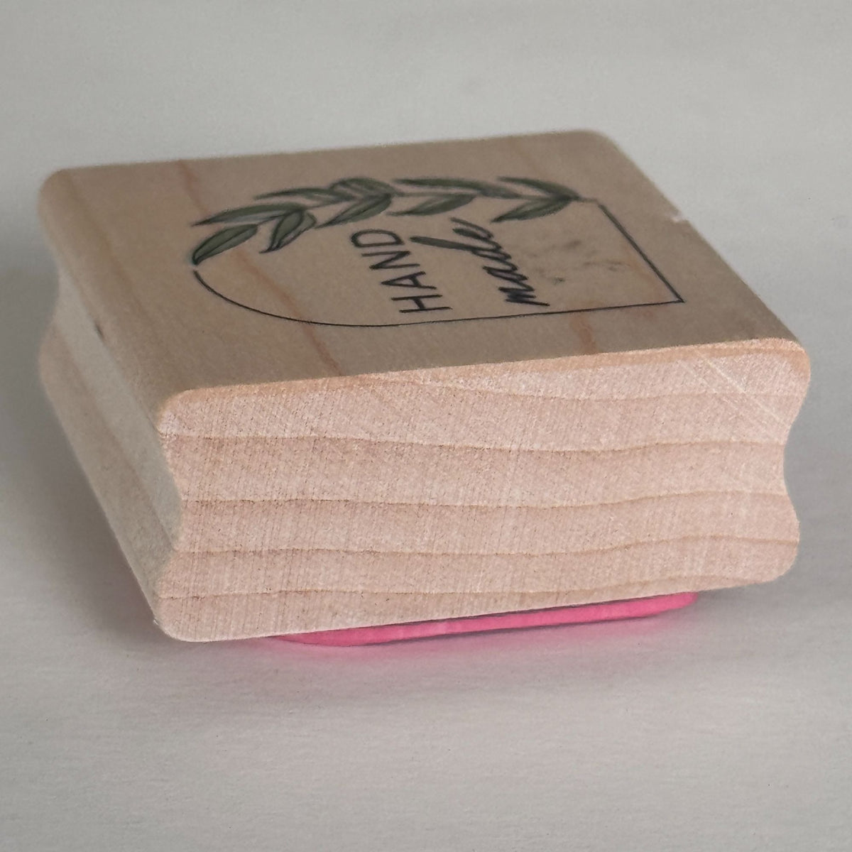Stampabilities Rubber Stamp Hand Made Botanical Label Leaf Design Packaging Craft Branding Wood Mounted